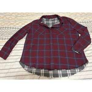 Paper Crane Oversized Red/Blue/Grey Flannel Jacket Size Medium